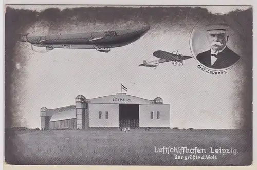 99202 Ak Luftschiffhafen Leipzig der größte der Welt 1913