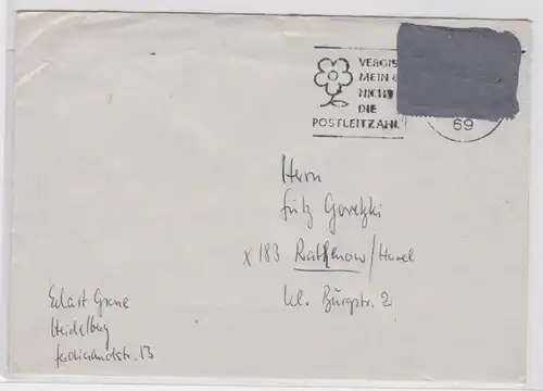 902342 seltener Brief Postkrieg - (BRD/DDR) mit DDR Schwärzung auf Marke um 1960