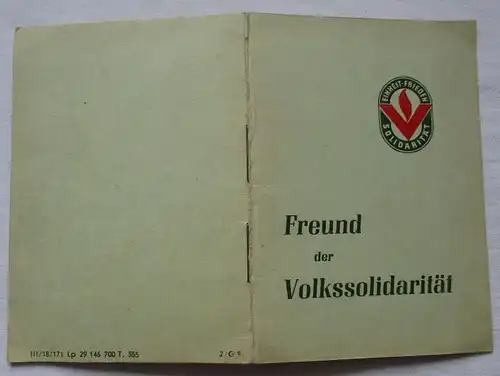 DDR Mitgliedsbuch Volkssolidarität Stadtbezirk V Dresden 1967 (123660)