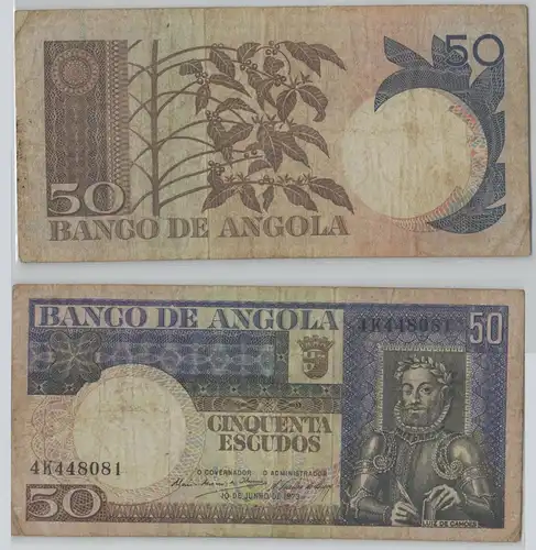 50 Escudos Banknote Angola 10.06.1973 Pick 105 (140297)