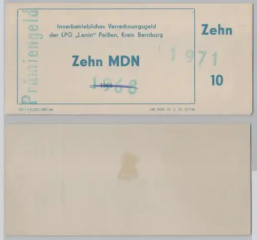 10 Mark Banknote Wertschein DDR LPG "Lenin" Peißen 1966  (145857)