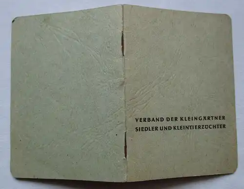 DDR Mitgliedsbuch Verband der Kleingärtner Siedler und Kleintierzüchter (122326)
