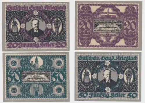 20 und 50 Heller Banknote Krieglach (132033)