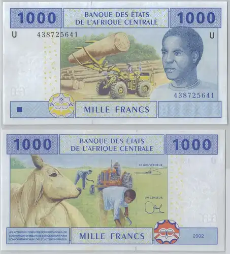 1000 Francs Banknote Central African Zentral Afrika 2002 (143588)