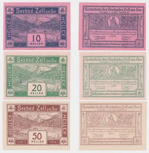 10, 20 und 50 Heller Banknote Seebad Zell am See (148380)