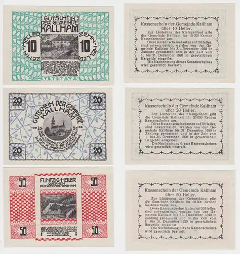 10, 20 und 50 Heller Banknote Kallham 1920 (146683)