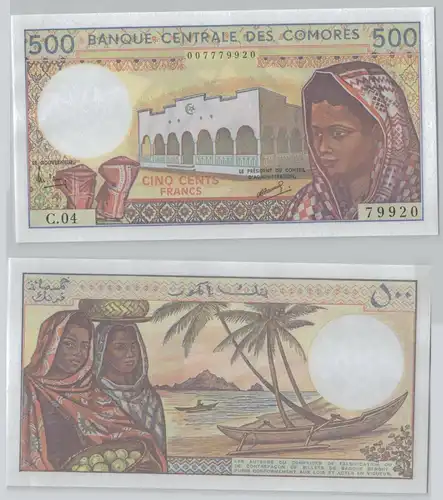 500 Francs Banknote Comoros Komoren 1994 bankfrisch (141491)