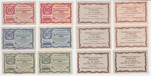 6x 10, 20 und 50 Heller Banknote Zeiselmauer (144025)