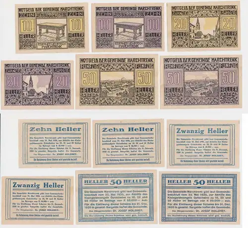6x 10, 20 und 50 Heller Banknote Marchtrenk 1920 (133184)