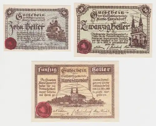10, 20 und 50 Heller Banknote Maria-Lanznedorf 1920 (136125)
