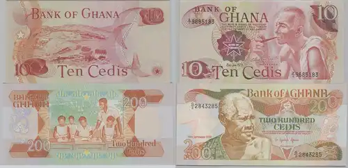 10 und 100 Cedis Banknote Bank of Ghana kassenfrisch (148693)