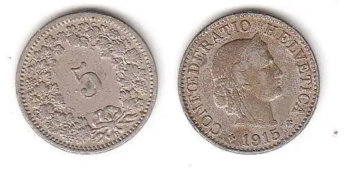 5 Rappen Nickel Münze Schweiz 1915 B (111089)