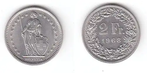 2 Franken Nickel Münze Schweiz 1968 B (111950)