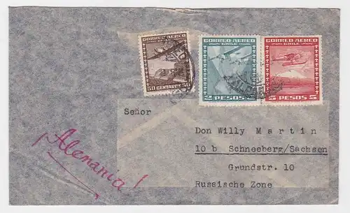 85133 Flugpost Brief Chile nach Schneeberg im Erzgebirge 1951