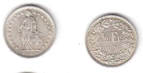 1/2 Franken Silber Münze Schweiz 1957 B (113465)