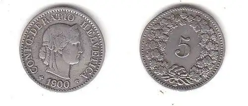 5 Rappen Nickel Münze Schweiz 1900 B (113901)