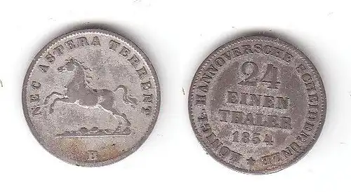 1/24 Taler Silber Münze Hannover 1854 B (114280)