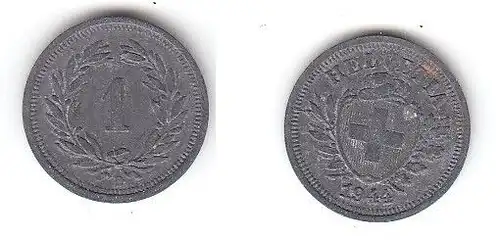 1 Rappen Zink Münze Schweiz 1944 B (110928)
