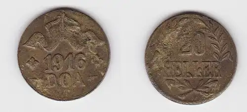 20 Heller Messing Münze Deutsch Ostafrika DOA 1916 J.724 b  (119317)