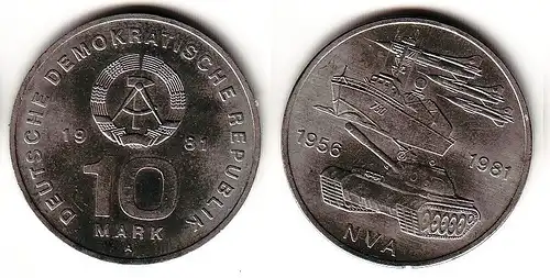 DDR Gedenk Münze 10 Mark 25 Jahre Nationale Volksarmee NVA 1981 (114401)