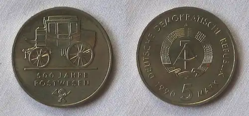 DDR Gedenk Münze 5 Mark 500 Jahre Postwesen 1990 (123523)