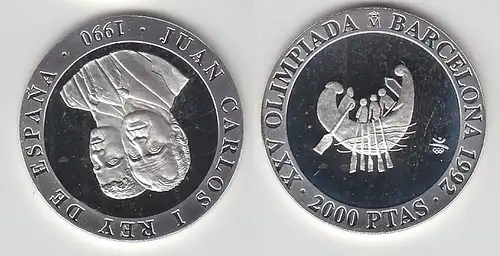 2000 Pesetas Silbermünze Spanien Olympiade Barcelona 1992, 1990 (112165)