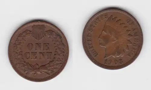 1 Cent Kupfer Münze USA 1903 (142747)