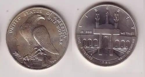 1 Dollar Silber Olympia 1984 in Los Angeles Stadion Weißkopfseeadler (105332)