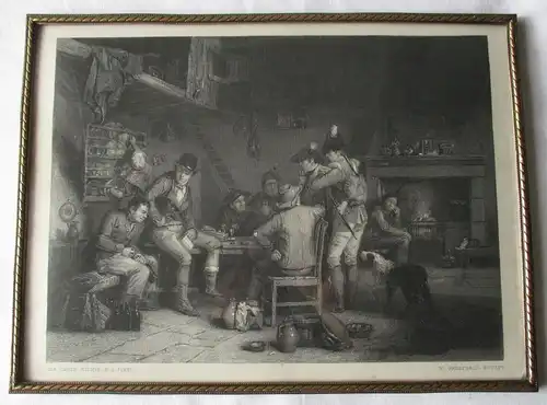 seltener Bilderrahmen Sir David Wilkie Gemälde Village Recruits um 1850 (122512)