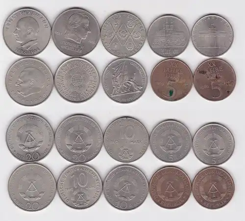 10 x DDR Gedenk Münzen 5,10 und 20 Mark Schiller Pieck Meißen Buchenwald /156346
