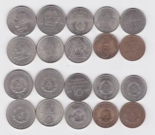 10 x DDR Gedenk Münzen 5,10 und 20 Mark Schiller Thälmann Buchenwald (158377)