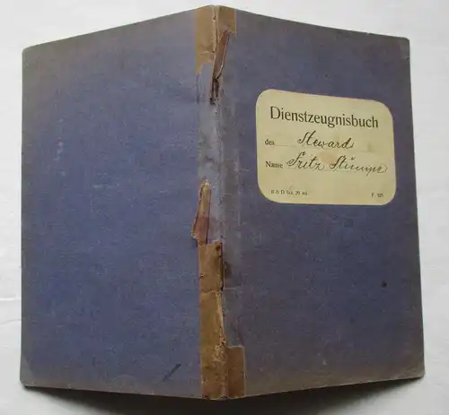 Dienstzeugnisbuch Steward Hamburg-Amerika-Linie MS Cordillera 1936 (112484)