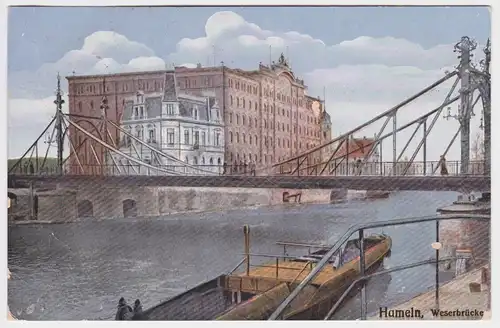 902464 Ak Hameln an der Weser Weserbrücke 1913