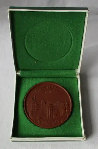 DDR Porzellan Medaille Wappen Colditz Böttger Steinzeug Meissen (125255)