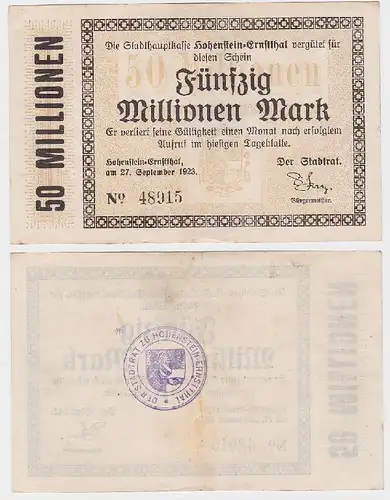 50 Millionen Mark Banknote Hohenstein Ernstthal 27.09.1923 (118855)
