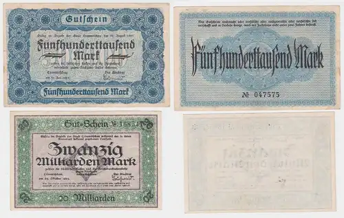 2 Banknoten Inflation Stadt Crimmitschau 1923 (121272)