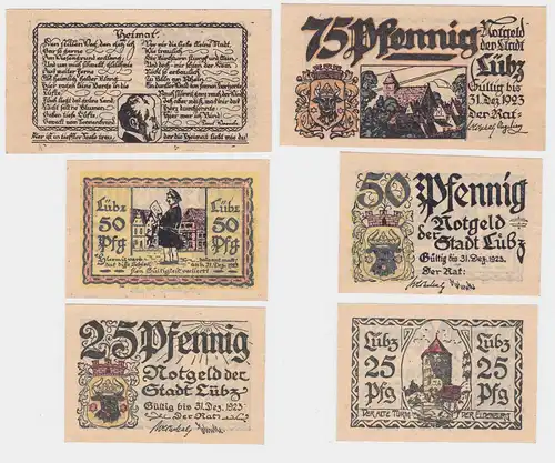 3 Banknoten Notgeld Stadt Lübz ohne Datum -31.12.1923 (117899)