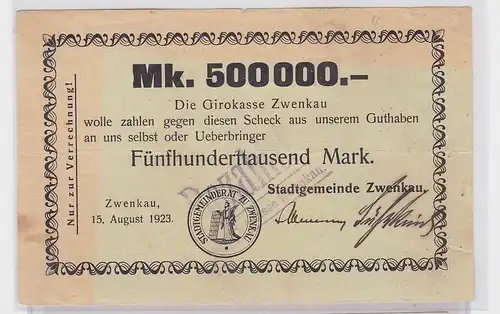 500000 Mark Banknote Stadtgemeinde Zwenkau 15.08.1923 (118850)