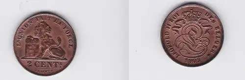 2 Centimes Kupfer Münze Belgien 1909 (118455)