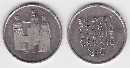 5 Franken Kupfer Nickel Münze Schweiz 100 Jahre Verfassungrevision 1974 (125832)
