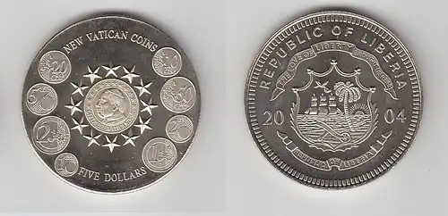 5 Dollar Nickel Münze Liberia 2004 neue Vatikanmünzen (116512)