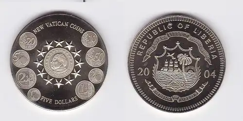 5 Dollar Nickel Münze Liberia 2004 neue Vatikanmünzen (117913)