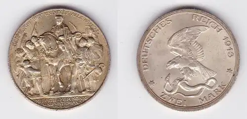 2 Mark Silbermünze Preussen Der König rief .... 1913 Jäger 109  (125817)