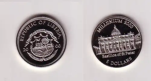 5 Dollar Nickel Münze Liberia 2000 Petersdom Basilica of St.Peter (103593)