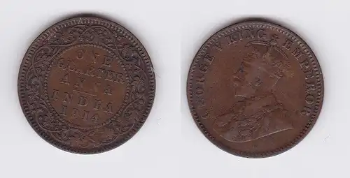 1/4 Anna Kupfer Münze East India Company 1914 (113883)