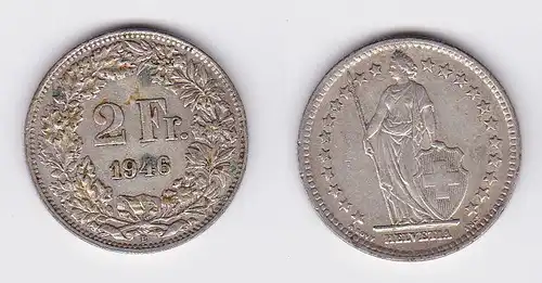 2 Franken Silber Münze Schweiz 1946 B (117247)