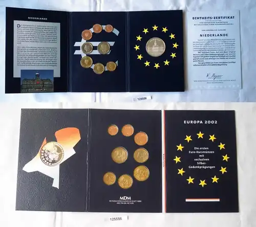 KMS Euro Kursmünzensatz 2002 von Niederlande mit Silber-Gedenkprägung (125556)