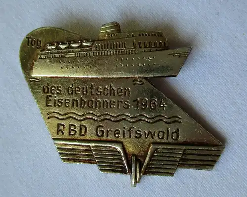 DDR Abzeichen Tag des deutschen Eisenbahners 1964 RBD Greifswald (118638)