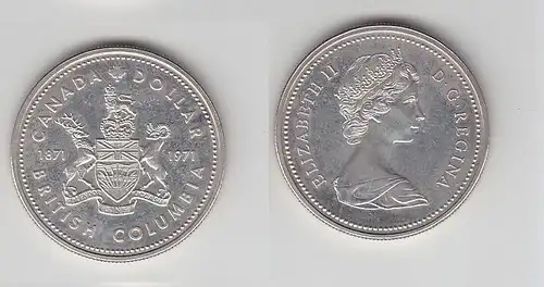 1 Dollar Silber Münze Kanada Wappen British Columbia 1971 (116278)