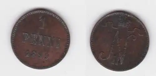 1 Penni Kupfer Münze Finnland 1899 ss+ (143531)